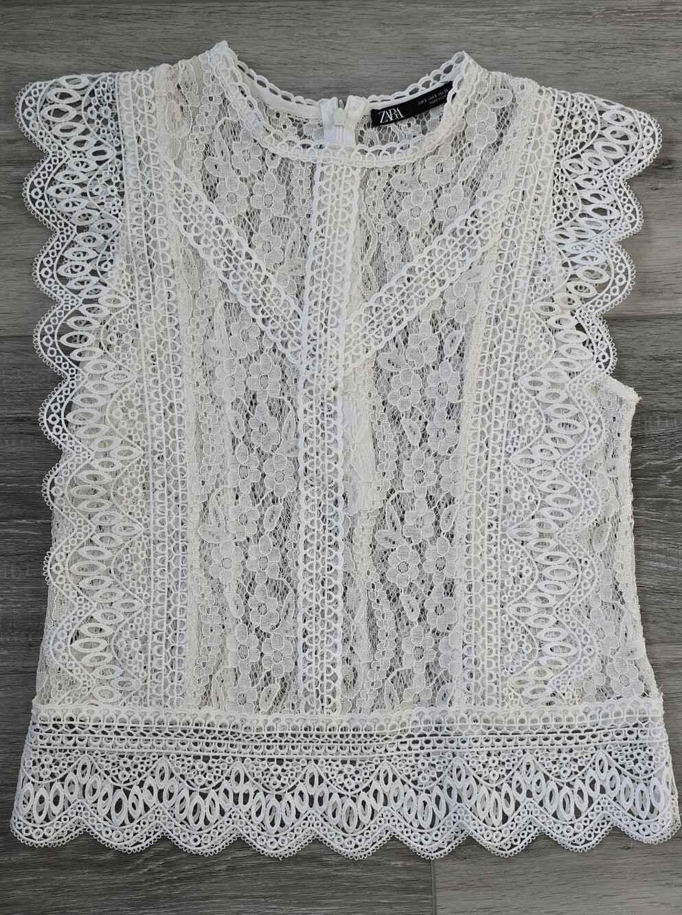 Zara Lace Trim Sleeveless Blouse